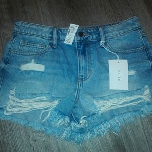 Cello Womens Destroyed Denim Shorts Size S NWT